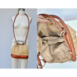 Saks Fifth Avenue Bag - Made in Italy Leather & Raffia Bag - Crossbody Shoulder